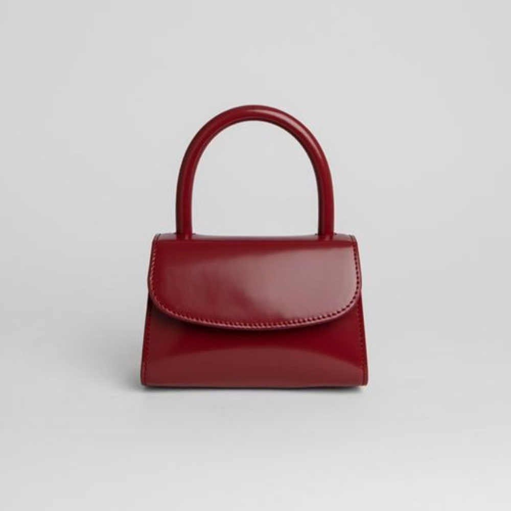 By Far red semi-patent leather mini tote